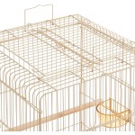 Yaheetech Cage Oiseaux Volière intérieur avec Chariot Détachable sur roulettes avec 2 Mangeoires 3 Perchoirs46.5cm x 46.5cm x 136cm