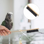 Esenlong Lot de 3 brosses de nettoyage pour cage à oiseaux en bois durable avec long manche