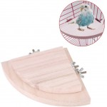 Jouet de support d'oiseau 2 pièces en bois forme d'éventail perchoirs de cage à oiseaux support plate-forme aire de jeux zone d'exercice accessoires de cage pour hamster perroquet gerbille rat souris