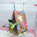 Nid d'oiseau en coton pour perroquet balançoire nid d'oiseau perroquet tapis de paille doux et chaud hamac à suspendre grotte lit pour cage