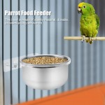 Oumefar Cage à Oiseaux mangeoire en Acier Inoxydable Perroquet Bol d'eau Alimentaire Oiseaux mangeoire Plat Coop Tasse avec Pince pour Petit Animal