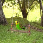 AHANDMAKER Jouet de balançoire d'oiseau Jouets à mâcher de balançoire d'oiseau de Perroquet Grands Jouets de Soutien de balançoire de Perroquet en Bois Naturel pour perruches perroquets