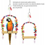 FOLOSAFENAR Jouet de Couture d'oiseau Jouets Suspendus de Cage de Perroquet Acrylique Perles colorées en Bois Naturel broyez Le Poteau Debout arénacé pour des perroquets