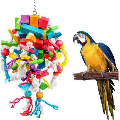Wonninek Jouet à mâcher pour Grands perroquets Multicolores en Bois Naturel Jouets à déchirer pour Oiseaux perroquets Gris africains Jouet Perroquet Gris du Gabon