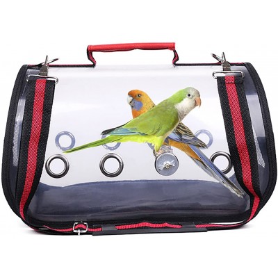 NZXVSE Sac de transport pour oiseaux avec perchoir portable transparent et respirant à 360 ° sac de voyage pour perroquets et animaux domestiques rouge moyen 15,7 x 9 x 22,7 cm