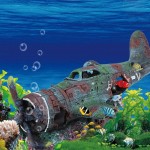 Bigking Navire de Bateau d'aquarium Avion de Guerre épave de résine Avion de Combat endommagé Avion de Combat Aquarium Ornement Grotte décoration