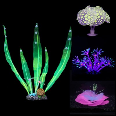 Lpraer Lot de 4 décorations d'aquarium phosphorescentes en silicone pour décoration d'aquarium