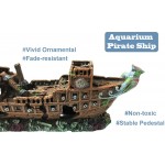 SLOCME Décoration pour aquarium en forme d'épave de bateau pirate En résine Respectueux de l'environnement Accessoire pour aquarium d'eau douce et d'eau salée