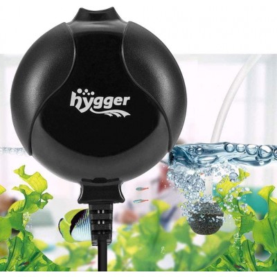 hygger 1.5W Silencieuse Mini Pompe Air pour 1L-50L Aquarium Air Pompe avec Un Pierre à Oxygene Bulles Noir