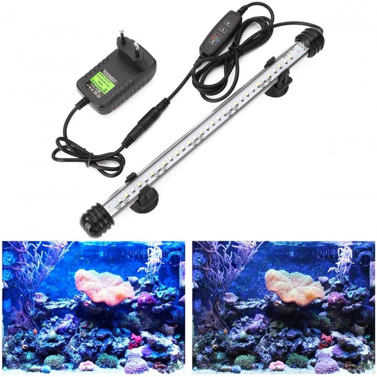 GreenSun Lampe LED 28cm pour Aquarium Lampe Tube Étanche et Submersible Eclairage LED pour Aquarium 4,8W Bleu & Blanche