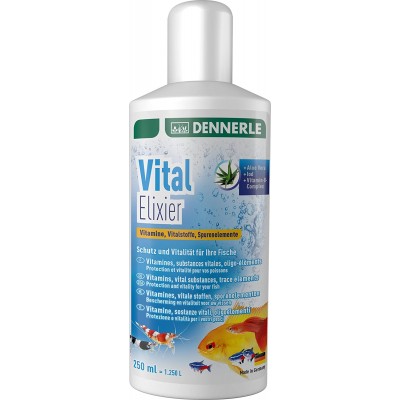 Dennerle Vital Elixir 250 ML conditionneur d'eau avec des vitamines importantes des substances vitales et des Oligo-éléments Protection et vitalité pour Les Poissons