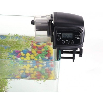 Distributeur automatique de nourriture pour poissons avec écran LCD pour aquarium tortue vacances et week-end 11 x 11 x 7 cm