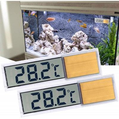 ALLOMN Thermomètre pour Aquarium 2PCS Thermomètres pour Aquariums Numériques Haute Sensibilité Deux Autocollants Latéraux Précision Jusqu'à 0,1 Degré Or