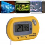 Crisist Thermomètre d'aquarium numérique LCD thermomètre de Terrarium d'eau Design Compact Robuste et Durable pour AquariumJaune