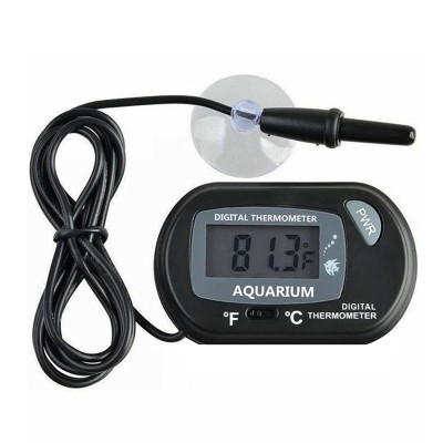 SHEDE Thermomètre numérique pour aquarium avec écran LCD Fahrenheit Celsius Réservoir à poissons et terrarium Avec ventouse Pour poissons et reptiles tels que lézard et tortue Regular