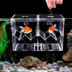 WEAVERBIRD Incubateur de poisson en acrylique Boîte d'isolement pour aquarium et paon avec 2 tétines et crochets Incubateur spatulant Accessoires pour aquarium