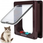 Chatière porte pliante de sécurité pour chat chatière en plastique petite chatière avec interrupteur fournitures pour animaux de compagnieL-brun