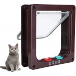 Chatière porte pliante de sécurité pour chat chatière en plastique petite chatière avec interrupteur fournitures pour animaux de compagnieL-brun