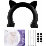 Porte pour chat conception sans barrière durable et résistante à l'usure pour chat sans bavure pour les portes domestiques de toute taille pour chatle noir