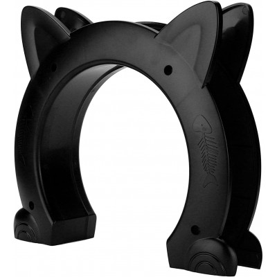 Porte pour chat porte de passage pour chat Conception durable sans barrière Tête de chat résistante à l'usure en forme pour les portes de maison de toute taillele noir