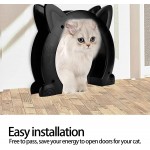 Porte pour chat porte de passage pour chat résistant à l'usure en forme de tête de chat sans barrière de conception sans bavure pour les portes de maison de toute taillele noir