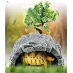 OMEM Cachette de reptile Cage à tortue Plante artificielle Décoration d'habitat humidifiée XL