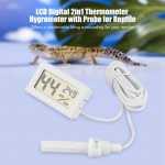 Gerioie Thermomètre pour Reptiles avec hygromètre de testeur d'humidité à sonde Externe Moniteur de température à écran LCD pour éleveurs de Reptiles
