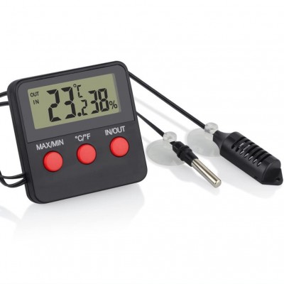 Thermomètre et hygromètre numérique de reptiles pour reptiles Terrarium Terrassement jauge de température extérieure intérieure numérique et humidité