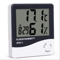 Thermomètre numérique d'humidité de mètre d'humidité de la température d'affichage à Cristaux liquides de pièce d'intérieur d'affichage à Cristaux liquides de Station météorologique de réveil HTC-1