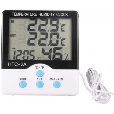 Thermomètre numérique Hygromètre Thermo-hygromètre Réveil Color : White