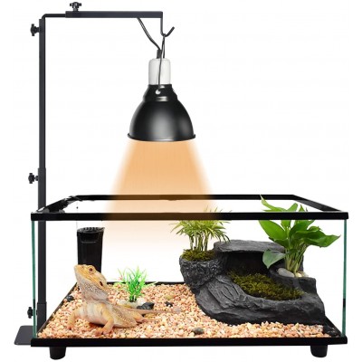Douille de lampe pour reptiles abat-jour terrarium réglable en métal support de lampe d'atterrissage avec socle abat-jour pour amphibiens lézards tortues serpents araignées grand