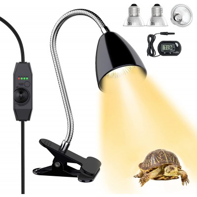 Eilinco Lampe Chauffante Tortue Avec de Minuterie UVA+UVB Lampe pour Reptiles Lampe Chauffante Terrarium pour Tortue Terrestre Lézards Serpents