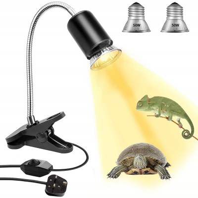 Lampe chauffante E27 UVA UVB pour reptiles avec support spot de chaleur pour reptiles amphibiens lézards tortues serpents 50 W + 50 W