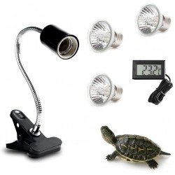 Lampe Chauffante Tortue Lampe tortue avec 3 UVA UVB Bulb Baking Lamp support réglable et Pince Pivotante à 360 ° adapté  Lampe chauffante tortue pour aquarium Turtle Snake（25W+50W+75W