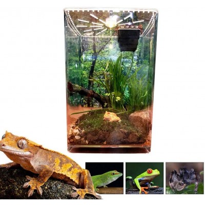 Boîte d'élevage pour reptiles terrariums mangeoires en acrylique boîte d'élevage transparente aérée accessoires de terrarium boîte d'élevage transparente pour reptiles insectes amphibiens.
