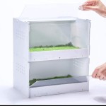 Soapow Boîte d'élevage de reptiles en acrylique à deux étages pour lézards geckos et petits animaux domestiques