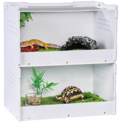 Soapow Boîte d'élevage de reptiles en acrylique à deux étages pour lézards geckos et petits animaux domestiques