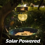 Grbewbonx Mangeoire à oiseaux solaire à suspendre avec éclairage LED décoratif pour décoration de jardin