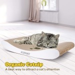 Aibuddy Griffoir à chats griffoir incurvé réversible en carton coussin en carton pour chats avec herbe à chat bio [44 x 25 x 7 cm construction et carton de qualité supérieure]