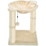 Basics Arbre à chat en forme de tour avec abri lit hamac et griffoir 41 x 51 x 41 cm Beige