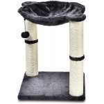 Basics Arbre à chat en forme de tour avec abri lit hamac et griffoir 41 x 51 x 41 cm Gris