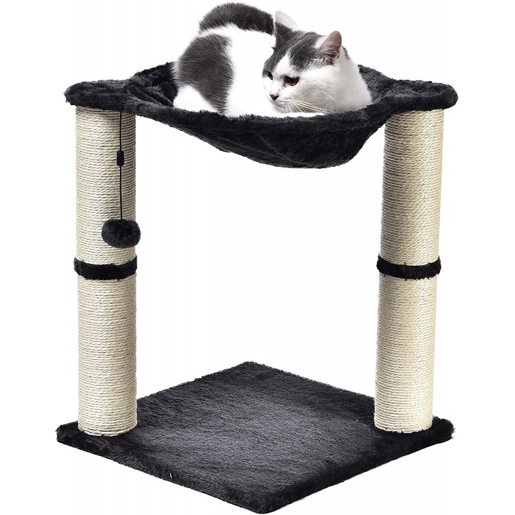 Basics Arbre à chat en forme de tour avec abri lit hamac et griffoir 41 x 51 x 41 cm Gris