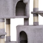 lionto Arbre à chat arbre à grimper griffoir pour chat hauteur 145 cm gris clair
