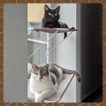 LSAIFATER Chaise longue bain de soleil 360 ° et support de sécurité inférieur en fer Perchoir de fenêtre pour chat Hamac pour chat Siège de fenêtre pour tous les chats