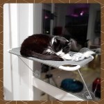 LSAIFATER Chaise longue bain de soleil 360 ° et support de sécurité inférieur en fer Perchoir de fenêtre pour chat Hamac pour chat Siège de fenêtre pour tous les chats