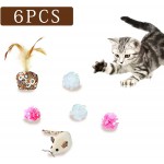 Andiker Lot de 6 jouets interactifs pour chat En forme de souris à fleurs Avec plume et 4 balles en papier bruissantes