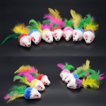 Famgee Lot de 20 jouets en fourrure pour chat avec queue en plumes couleur aléatoire