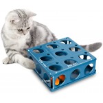 Huskl Jeu interactif pour chat Boîte intelligente avec 21 trous Jouet intelligent pour chat Bleu
