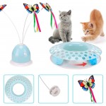 Jouet pour chat amusant et automatique avec papillon et balle rotatif jouet interactif pour chat d'intérieur Bleu ciel