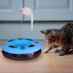 Relaxdays Jouet interactif pour chat avec balle et clochette Bleu clair